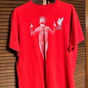 LFC T Shirt Mens XL Red Liverpool M Salah Graphic Cotton Short Sleeve 22x28